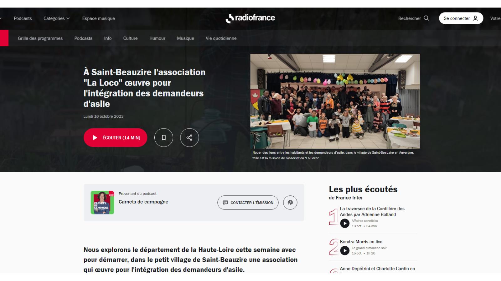 France Inter: Les Carnets de Campagne parlent de La LOCO